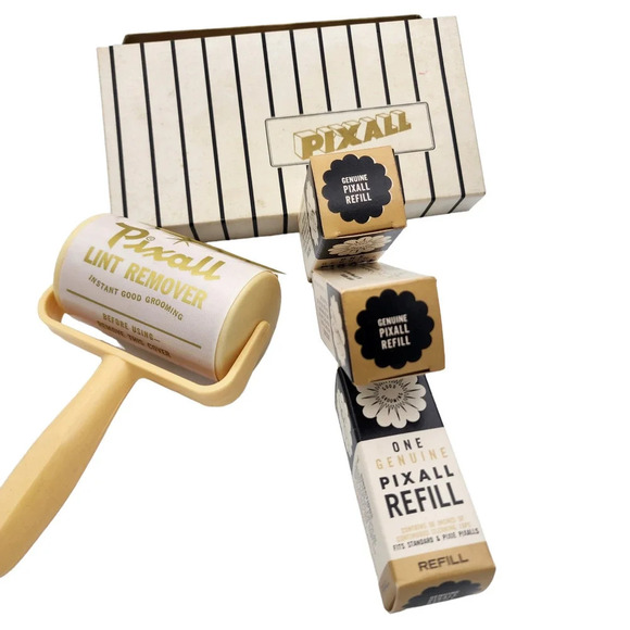 Vintage Pixall Lint Remover Roller with 3 Replacement Rolls New Old Stock in Box - Picture 2 of 11